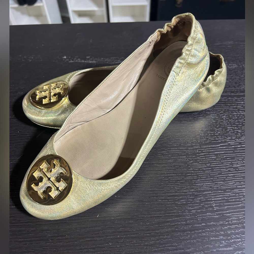 Tory Burch Metallic Gold Flats